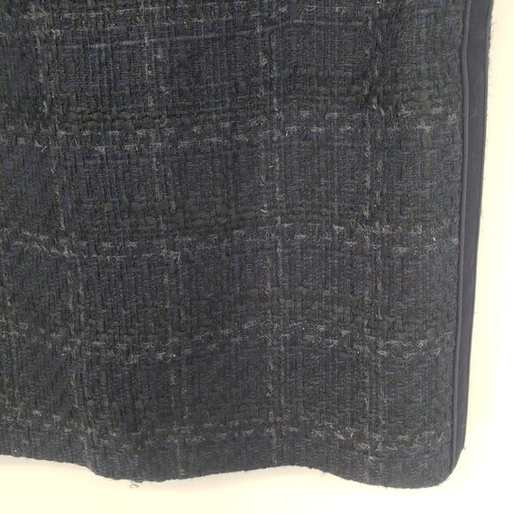 Tory Burch Plaid Tweed Pencil Skirt 6 Drew Glazed Shimmer Navy Blue - Picture 5 of 6
